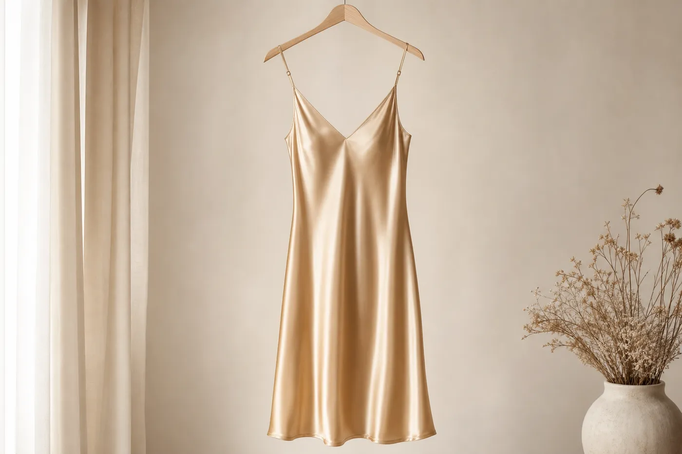 Iconique Robe Midi en Satin Signature