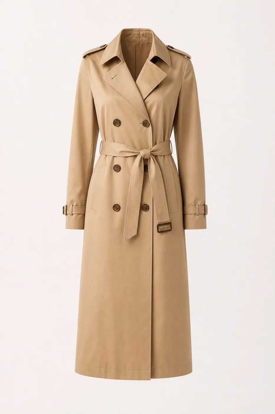 Trench Long en Coton Enduit Édition Limitée